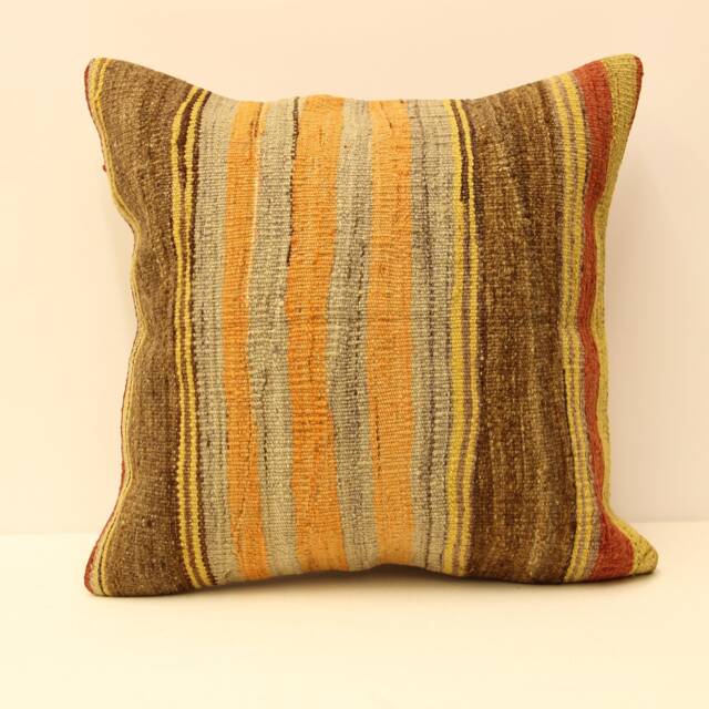 18x18 Kilim Pillowcover Turkish Handmade Decorative Square Homedesign Vintage Rustic Boho Throw Cushion Covers Sitting Pillowcase 4Kbf-48 - image 1