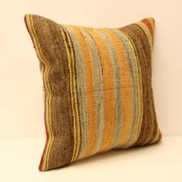 18x18 Kilim Pillowcover Turkish Handmade Decorative Square Homedesign Vintage Rustic Boho Throw Cushion Covers Sitting Pillowcase 4Kbf-48 - thumbnail 2