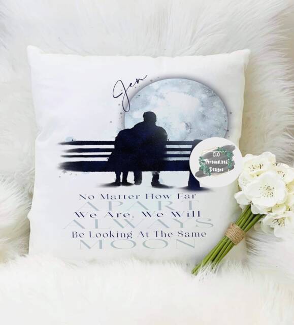 Personalised Couples Moon Cushion, Romantic Anniversary Gift - image 1