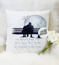Personalised Couples Moon Cushion, Romantic Anniversary Gift - thumbnail 1