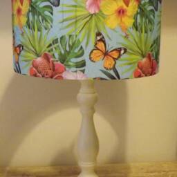 Tropical Lampshade, Blue, Shabby Chic, Butterflies Floral , Palm Leaves Fatta Da Mamma Free Gift - thumbnail 4