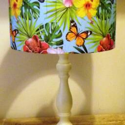 Tropical Lampshade, Blue, Shabby Chic, Butterflies Floral , Palm Leaves Fatta Da Mamma Free Gift - thumbnail 3