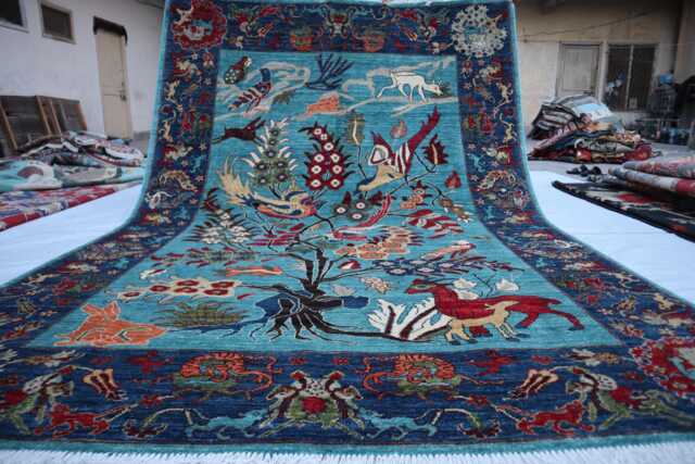 7x10 Ft Animal Pictorial Rug - Super Sultani Kazak Afghan New Luxury Rug, Medallion Area For Living Room - image 1