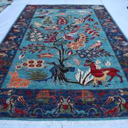7x10 Ft Animal Pictorial Rug - Super Sultani Kazak Afghan New Luxury Rug, Medallion Area For Living Room - thumbnail 2
