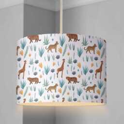 Lampshade - Nursery Safari Leopard & Tiger, Lampshade Or Table Lampshade Childrens Room Round