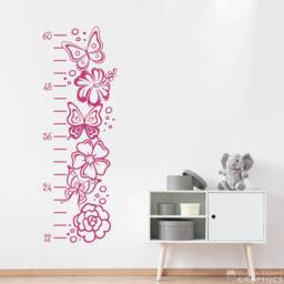 Butterfly Flower Growth Chart Decal Girl Wall Decor - thumbnail 1