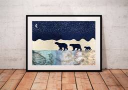 Bear Print, Family Of 3 Mum Dad Baby, Polar Poster, New Baby Gift, Nursery - thumbnail 1