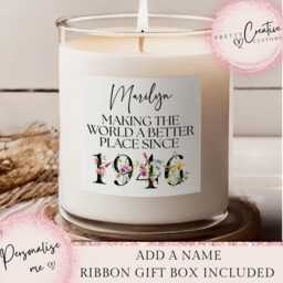 80Th Birthday Scented Candle, Making The World A Better Place Since 1946, Happy Birthday, 80S, 80, 80Th, Gift, 1946 Floral - thumbnail 1