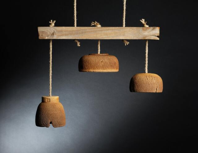 Handmade Ceramic Pendant Light, Kitchen Island Lighting With Wood Beam - image 1