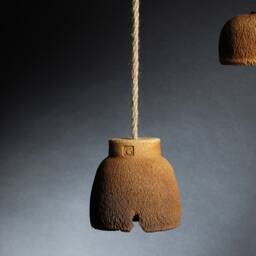 Handmade Ceramic Pendant Light, Kitchen Island Lighting With Wood Beam - thumbnail 2