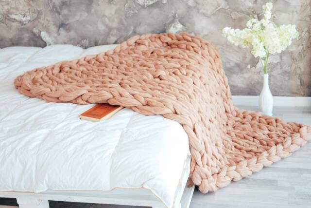 Chunky Knit Blanket. Throw. Merino Wool Giant Arm Super Thick Chunky Bulky Blanket - image 1