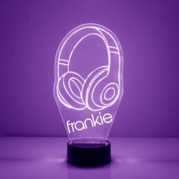 Acrylic Light Up Headphones, Custom Engraved Night Light, Personalized Free, 16 Color Options With Remote Control, Musician Gift - thumbnail 1