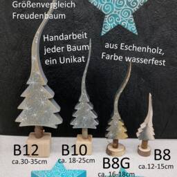 Light Champagne, Gold/Grey Diamond, A Glittering Christmas Tree, Hand-Painted Wooden Tree in 4 Sizes - Selection - thumbnail 4