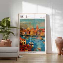 Hull Travel Poster England Art Print, Humber Bridge & Old Town - thumbnail 2