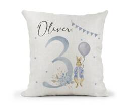 Personalised Peter Rabbit Cushionboys 3rd Birthday Giftbedroom Decorson Grandson Nephew Keepsake - thumbnail 1