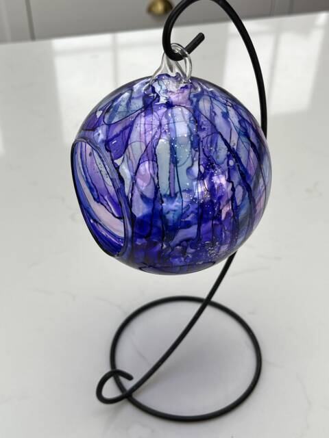 Hand Painted Hanging Glass Candle Holder. Christmas Gift - Birthday -Anniversary Gift. Votive Style Holder On Stand - image 1
