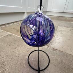 Hand Painted Hanging Glass Candle Holder. Christmas Gift - Birthday -Anniversary Gift. Votive Style Holder On Stand - thumbnail 3