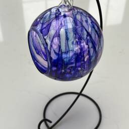 Hand Painted Hanging Glass Candle Holder. Christmas Gift - Birthday -Anniversary Gift. Votive Style Holder On Stand - thumbnail 2