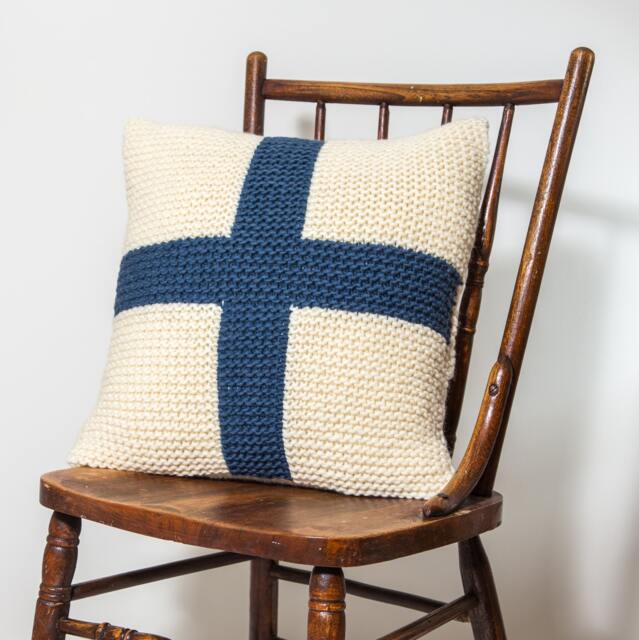 Letter X Maritime Signal Flag + Initial // Pillow Cover Hand Knit in Wool 20 - image 1