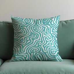Abstract Swirl Cushion Cover, Teal Fluid Line Pattern Pillow Case, Modern Geometric Living Room & Bedroom Decoration - thumbnail 2