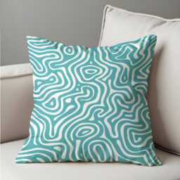 Abstract Swirl Cushion Cover, Teal Fluid Line Pattern Pillow Case, Modern Geometric Living Room & Bedroom Decoration - thumbnail 4