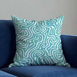 Abstract Swirl Cushion Cover, Teal Fluid Line Pattern Pillow Case, Modern Geometric Living Room & Bedroom Decoration