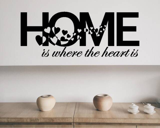 Home Is Where The Heart Wall Sticker, Decor, Living Room Decor Quote Decal, Gift - image 1