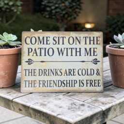 Patio Garden Metal Sign - Outdoor Decor, Beer Wine Bar Wall Art, Weatherproof Plaque - thumbnail 1