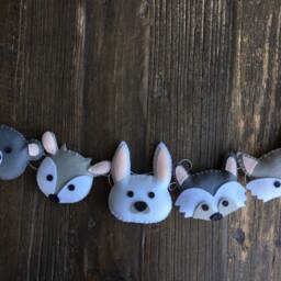 Woodland Animals Felt Garland, Plush Nursery Decor, Blush Pink - thumbnail 2