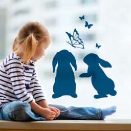 Window Picture Wall Sticker Bunnies Rabbits - M1856 - thumbnail 1