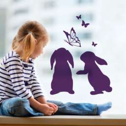 Window Picture Wall Sticker Bunnies Rabbits - M1856 - thumbnail 2