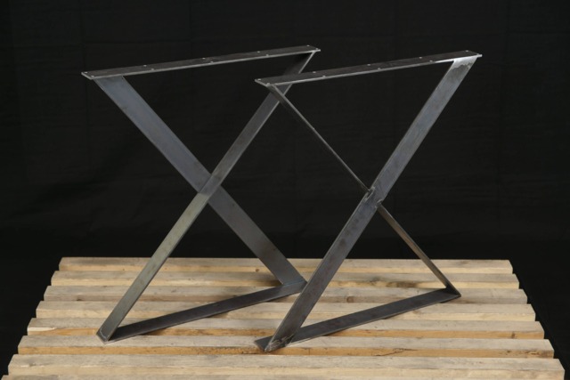 Steel Table Legs, X Style Flat Dining Desk Metal Legs Powder Coated Set Of 2, in Stock - image 1