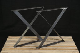 Steel Table Legs, X Style Flat Dining Desk Metal Legs Powder Coated Set Of 2, in Stock - thumbnail 1