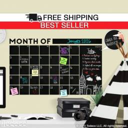 Chalkboard Calendar Decal Modern Monthly Wall Planner - thumbnail 1