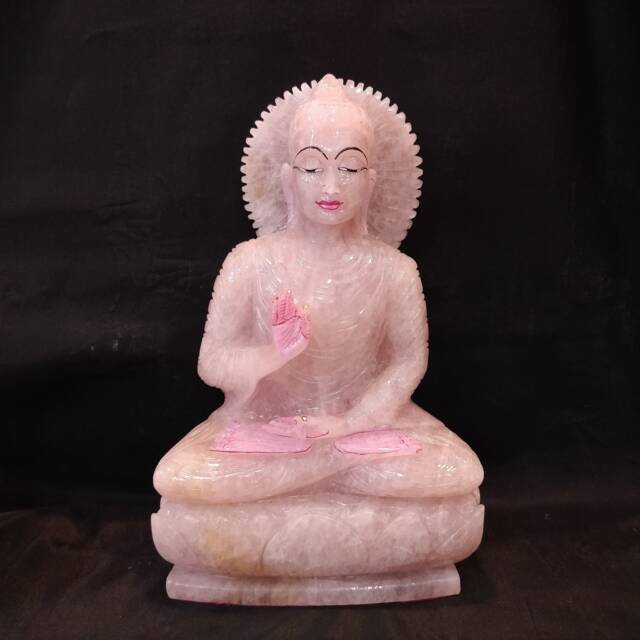 Rose Quartz Buddha, Gemstone Lord Buddha Statue, Gautam Home Decor Meditating Spiritual Decoration Gift - image 1