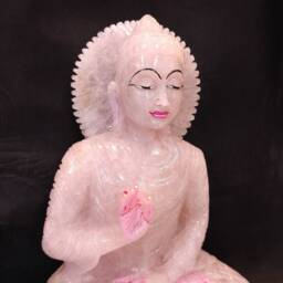 Rose Quartz Buddha, Gemstone Lord Buddha Statue, Gautam Home Decor Meditating Spiritual Decoration Gift - thumbnail 2