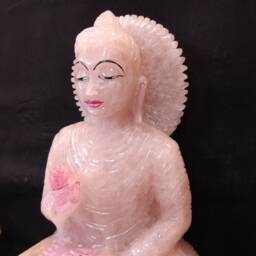 Rose Quartz Buddha, Gemstone Lord Buddha Statue, Gautam Home Decor Meditating Spiritual Decoration Gift - thumbnail 3