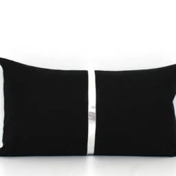 Black & Silver Colorblock Pillow Cover - All Sizes, Custom Metallic Stripe Color, Modern Throw - thumbnail 3