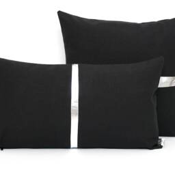 Black & Silver Colorblock Pillow Cover - All Sizes, Custom Metallic Stripe Color, Modern Throw - thumbnail 2
