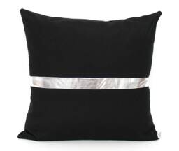 Black & Silver Colorblock Pillow Cover - All Sizes, Custom Metallic Stripe Color, Modern Throw - thumbnail 1