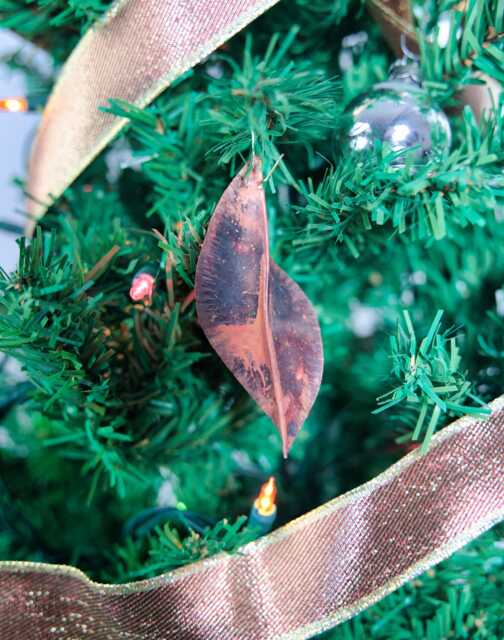 Handmade Copper Leaf Ornament - Heat Patina Metal Christmas Decor - image 1