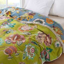 Floral Cotton Gauze Bedspread Lightweight Reversible Summer Throw Blanket - thumbnail 2