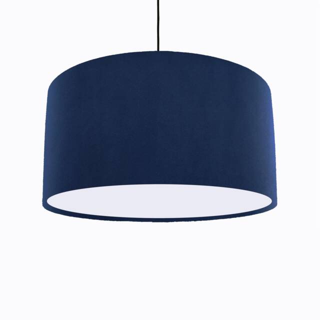 Navy Blue Lampshade in Velvet With White Lining Dark Large Plain Ceiling Lightshade - image 1