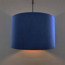 Navy Blue Lampshade in Velvet With White Lining Dark Large Plain Ceiling Lightshade - thumbnail 2