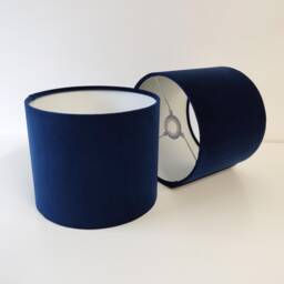 Navy Blue Lampshade in Velvet With White Lining Dark Large Plain Ceiling Lightshade - thumbnail 3