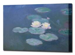 Water Lilies Evening, Claude Monet, Wall Art Prints Canvas Print Monet Home Decor Interior Design Art, Ready To Hang - thumbnail 1