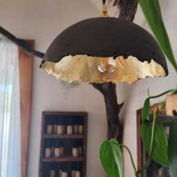 Black & Gold Metallic Ceramic Pendant Light Rustic Clay Light Fixture - thumbnail 4
