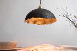 Black & Gold Metallic Ceramic Pendant Light Rustic Clay Light Fixture