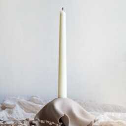 "Sculptural Ceramic Candlestick Holder Brown Stoneware Candelabra - 8"" X 3" - thumbnail 2