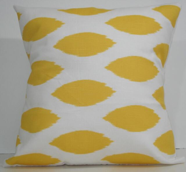 New 18x18 Inch Designer Handmade Pillow Cases in Yellow Ikat